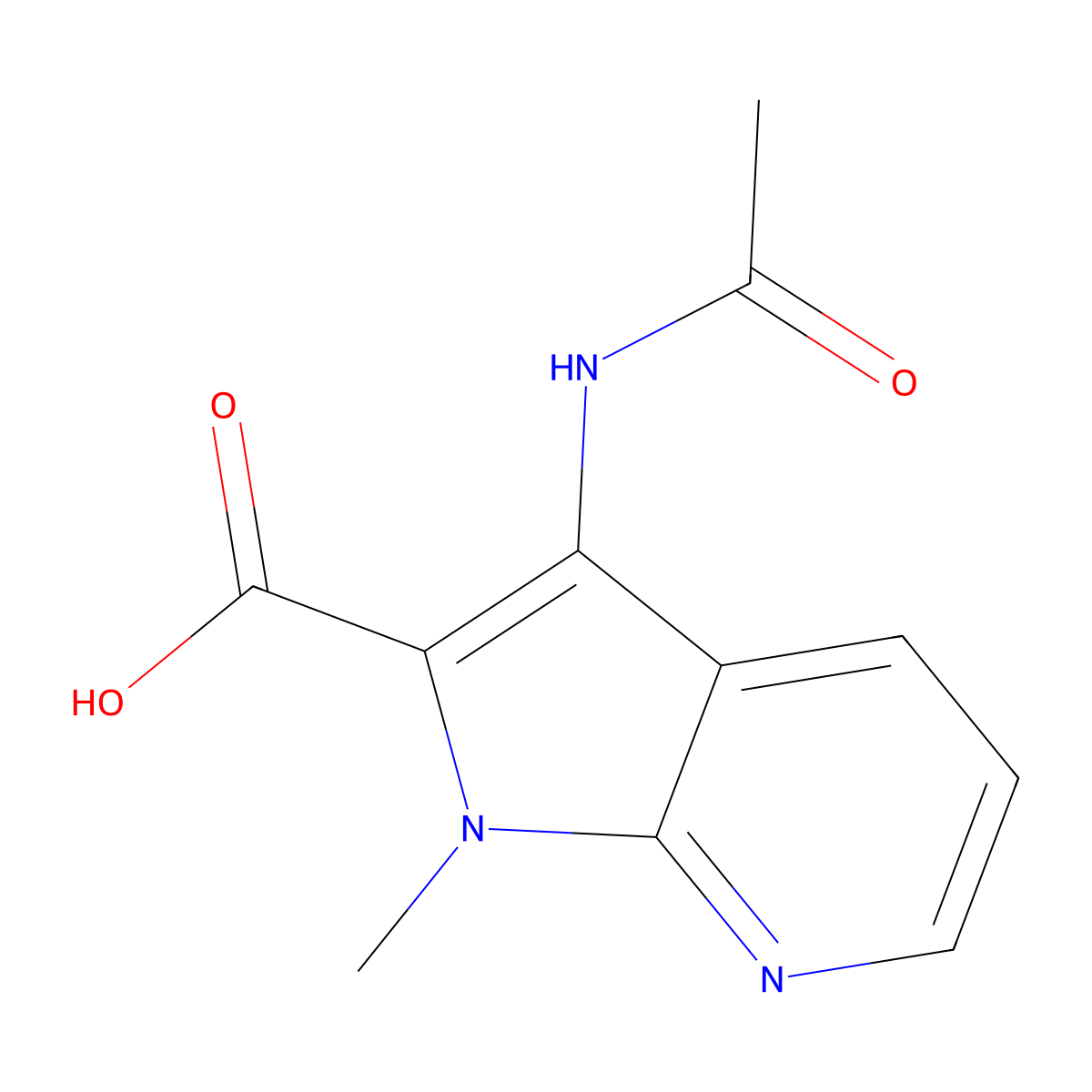 3-acetamido-1-methyl-1H-pyrrolo[2,3-b]pyridine-2-carboxylic acid molecular structure, CAS 2680718-34-5