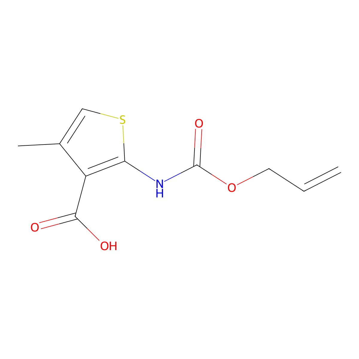 4-Methyl-2-{[(prop-2-en-1-yloxy)carbonyl]amino}thiophene-3-carboxylic acid molecular structure, CAS 2680718-53-8