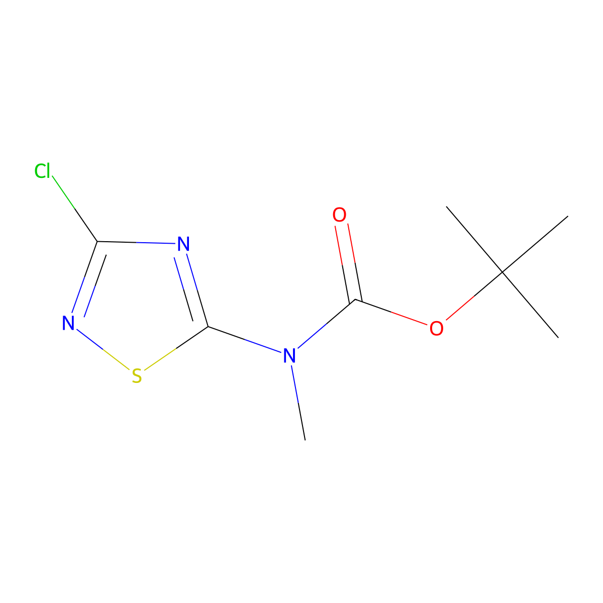 tert-butyl N-(3-chloro-1,2,4-thiadiazol-5-yl)-N-methylcarbamate molecular structure, CAS 2680718-54-9