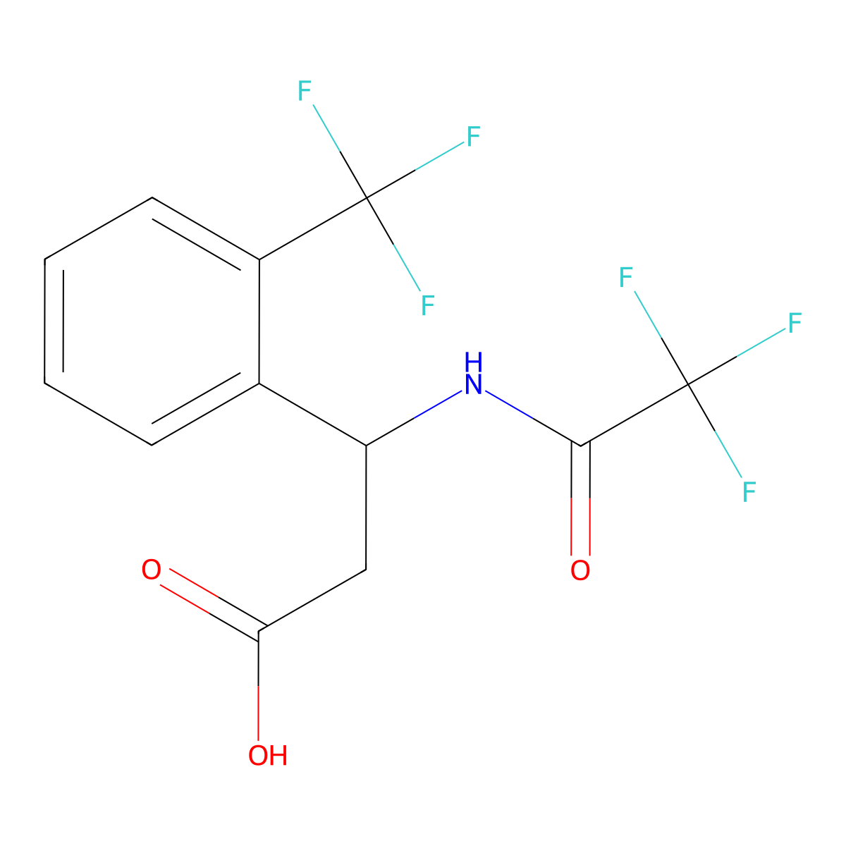 3-(2,2,2-Trifluoroacetamido)-3-[2-(trifluoromethyl)phenyl]propanoic acid molecular structure, CAS 2680718-65-2
