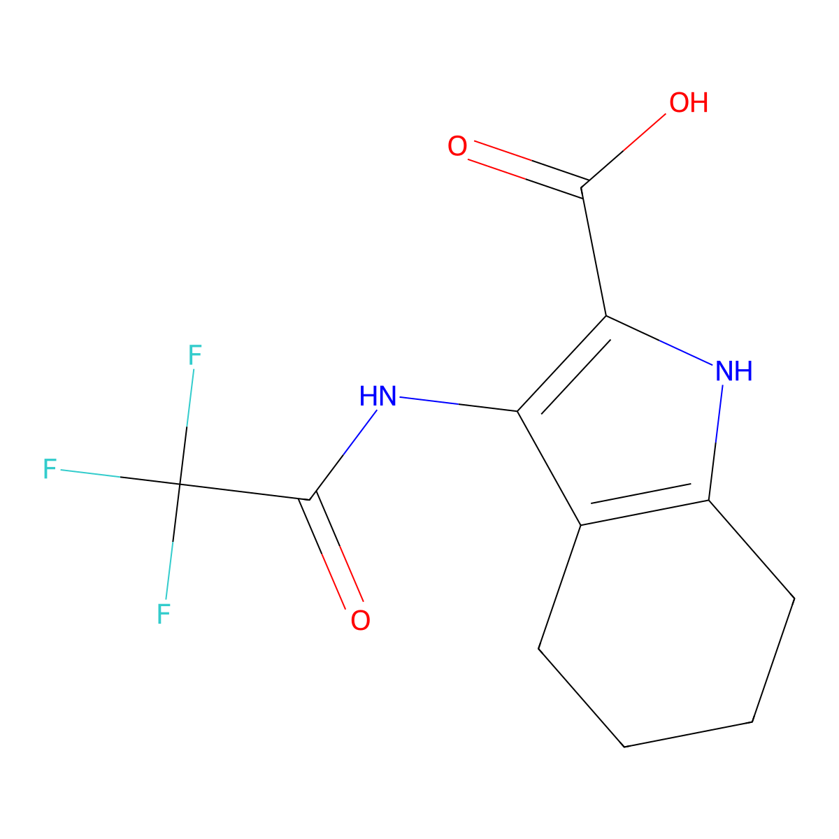3-(2,2,2-trifluoroacetamido)-4,5,6,7-tetrahydro-1H-indole-2-carboxylic acid molecular structure, CAS 2680718-67-4