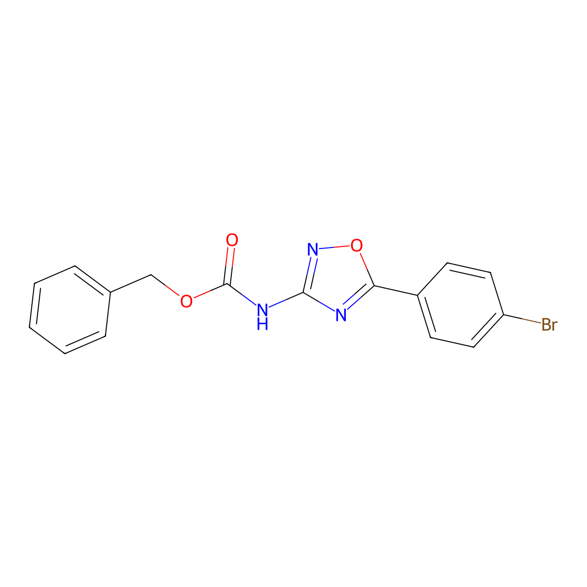benzyl N-[5-(4-bromophenyl)-1,2,4-oxadiazol-3-yl]carbamate molecular structure, CAS 2680718-70-9