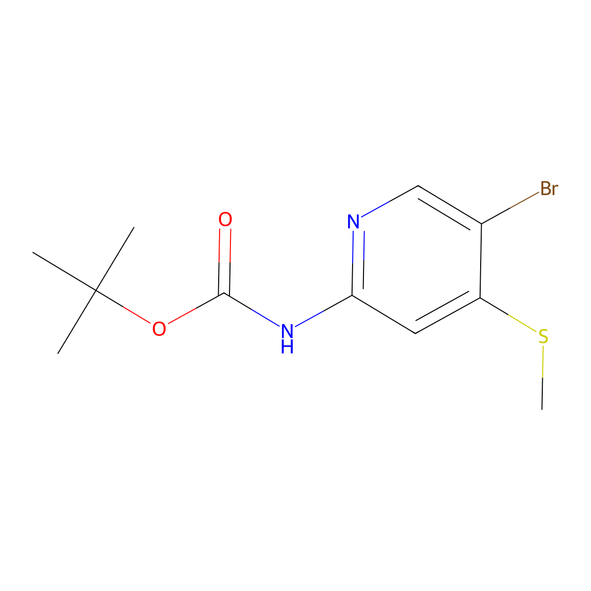 tert-butyl N-[5-bromo-4-(methylsulfanyl)pyridin-2-yl]carbamate molecular structure, CAS 2680718-77-6