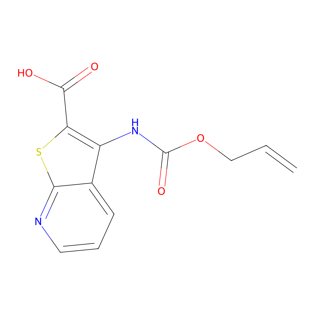3-{[(Prop-2-en-1-yloxy)carbonyl]amino}thieno[2,3-b]pyridine-2-carboxylic acid molecular structure, CAS 2680718-81-2