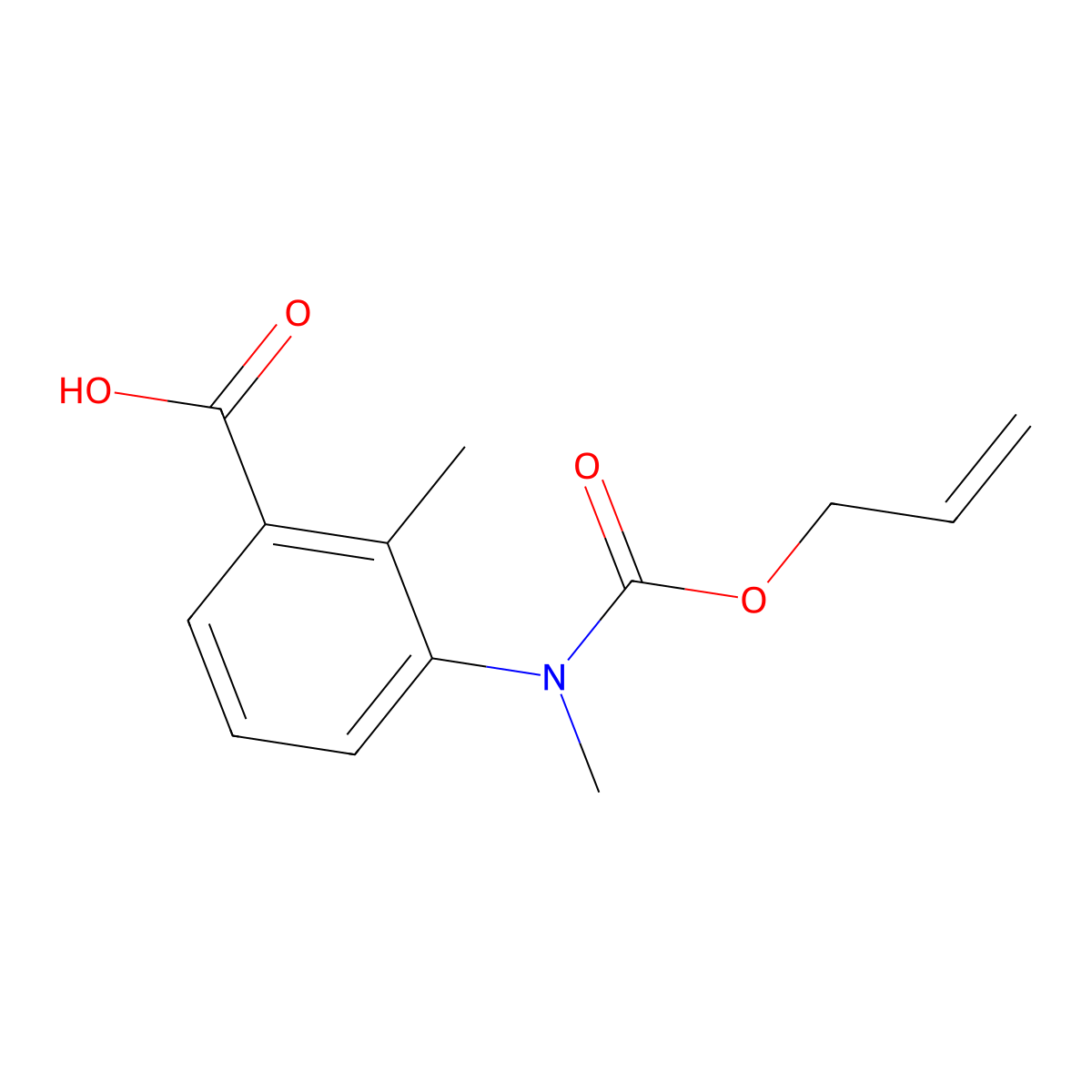 2-Methyl-3-{methyl[(prop-2-en-1-yloxy)carbonyl]amino}benzoic acid molecular structure, CAS 2680718-87-8