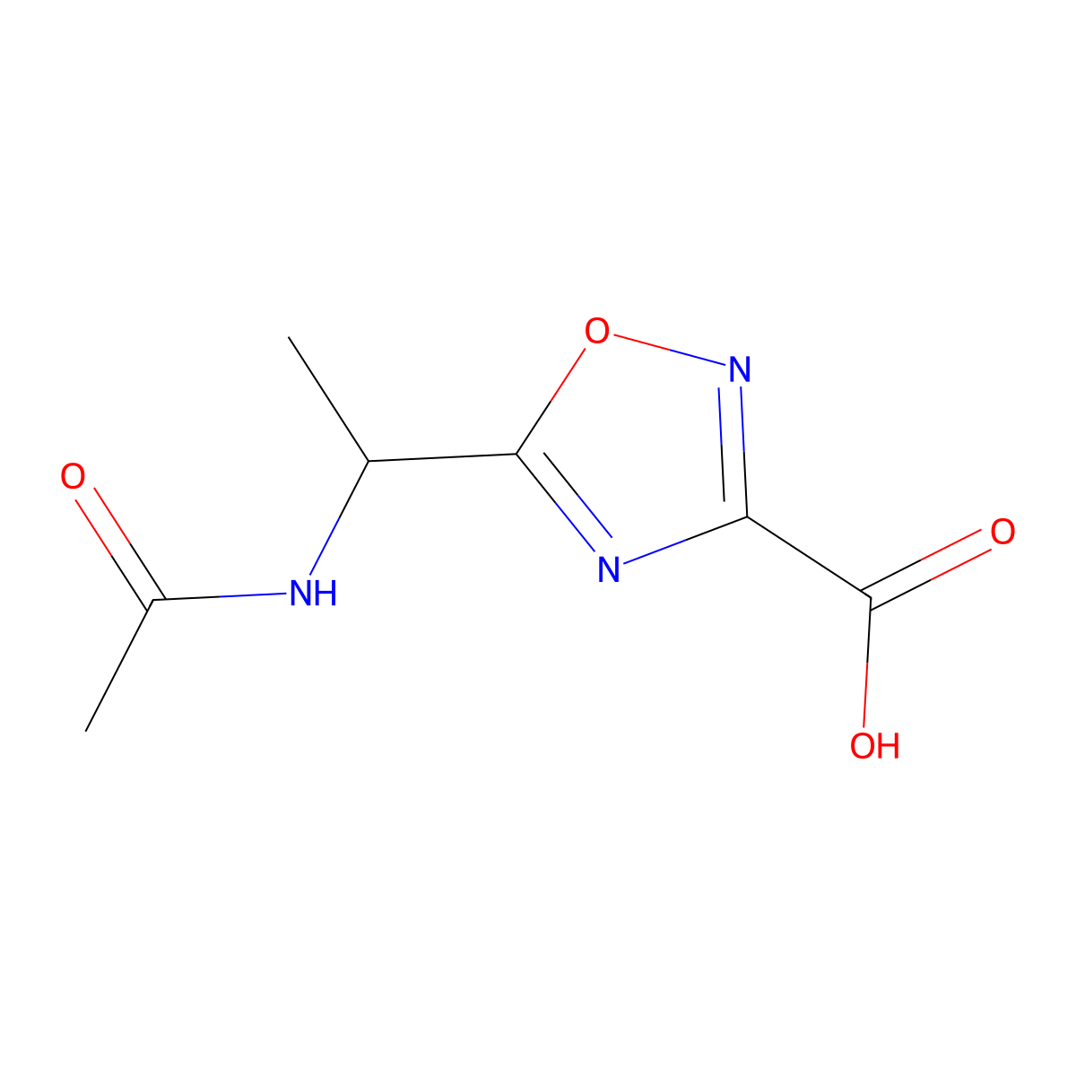 5-(1-Acetamidoethyl)-1,2,4-oxadiazole-3-carboxylic acid molecular structure, CAS 2680718-90-3