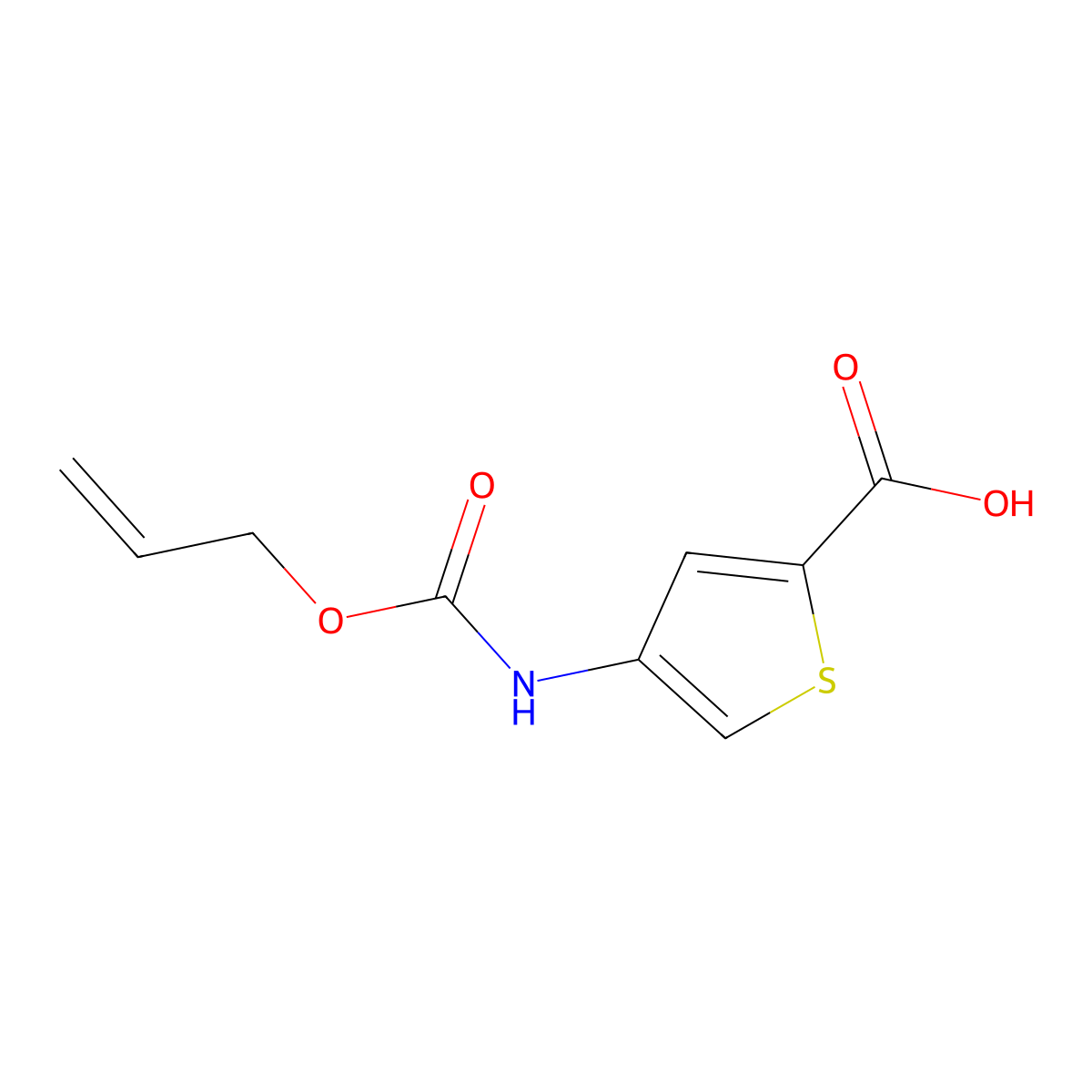 4-{[(Prop-2-en-1-yloxy)carbonyl]amino}thiophene-2-carboxylic acid molecular structure, CAS 2680718-92-5