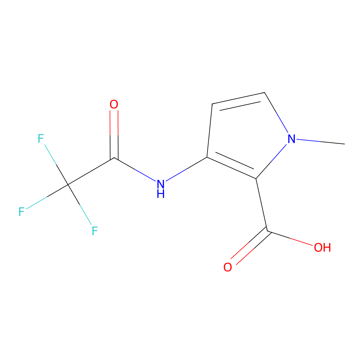 1-methyl-3-(2,2,2-trifluoroacetamido)-1H-pyrrole-2-carboxylic acid molecular structure, CAS 2680718-97-0