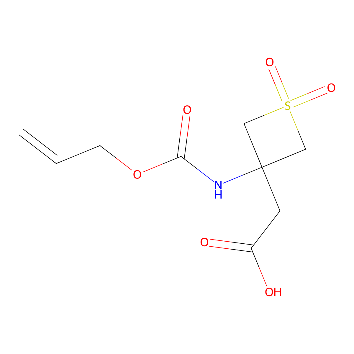 2-(1,1-Dioxo-3-{[(prop-2-en-1-yloxy)carbonyl]amino}-1lambda6-thietan-3-yl)acetic acid molecular structure, CAS 2680718-99-2
