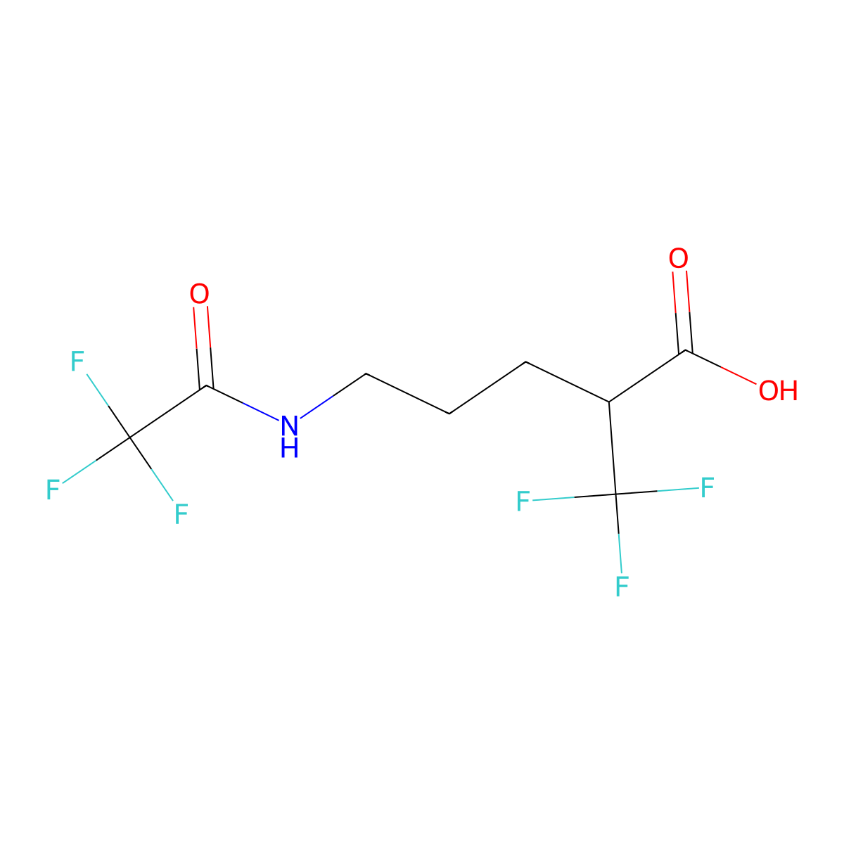 5-(2,2,2-Trifluoroacetamido)-2-(trifluoromethyl)pentanoic acid molecular structure, CAS 2680719-02-0