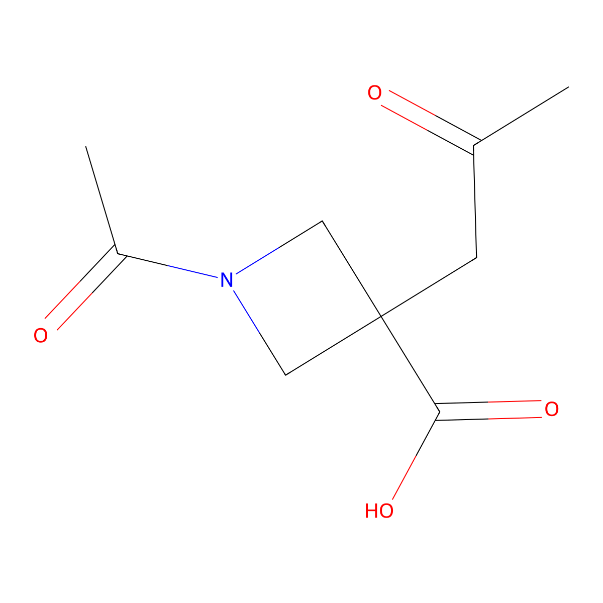 1-Acetyl-3-(2-oxopropyl)azetidine-3-carboxylic acid molecular structure, CAS 2680719-03-1