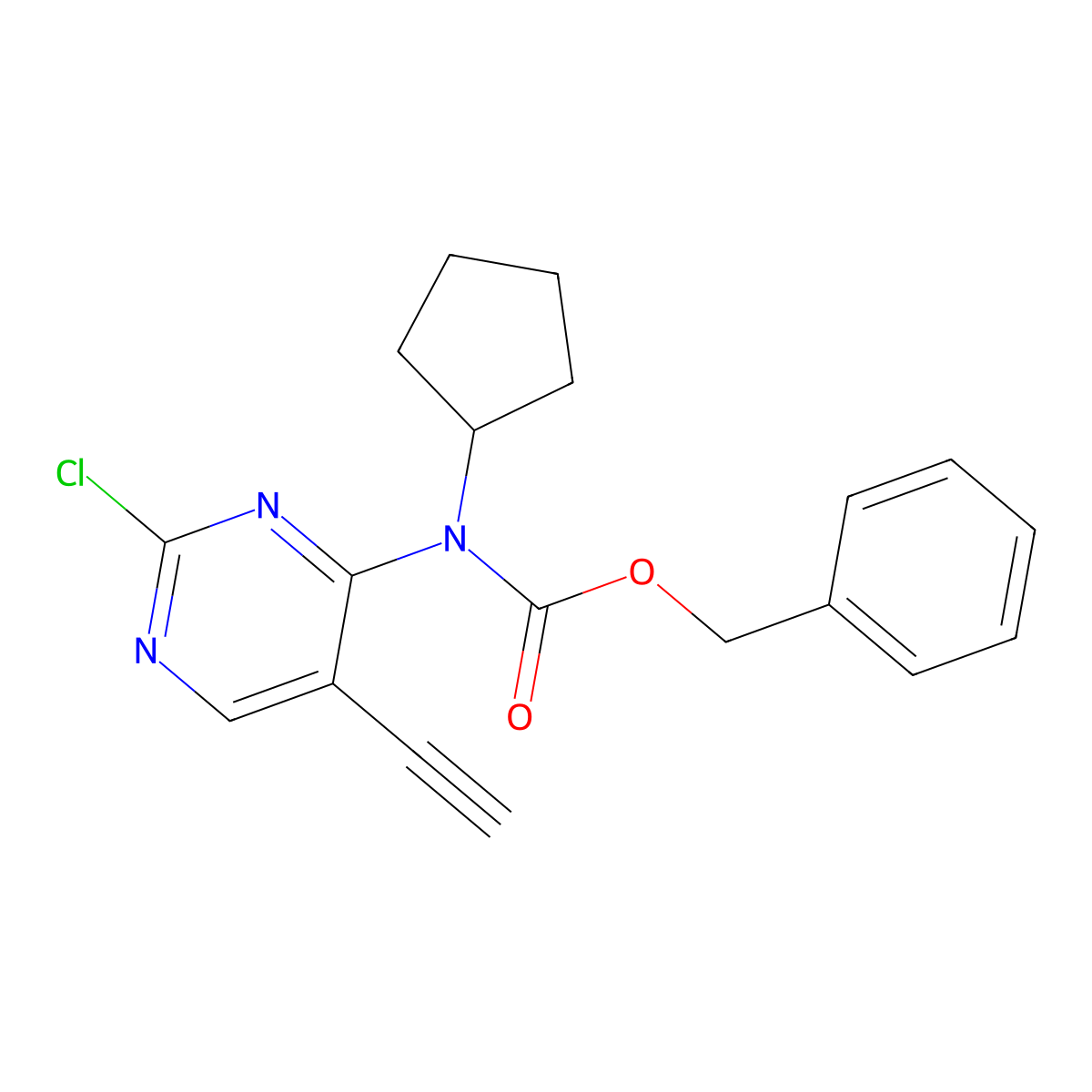benzyl N-(2-chloro-5-ethynylpyrimidin-4-yl)-N-cyclopentylcarbamate molecular structure, CAS 2680719-04-2