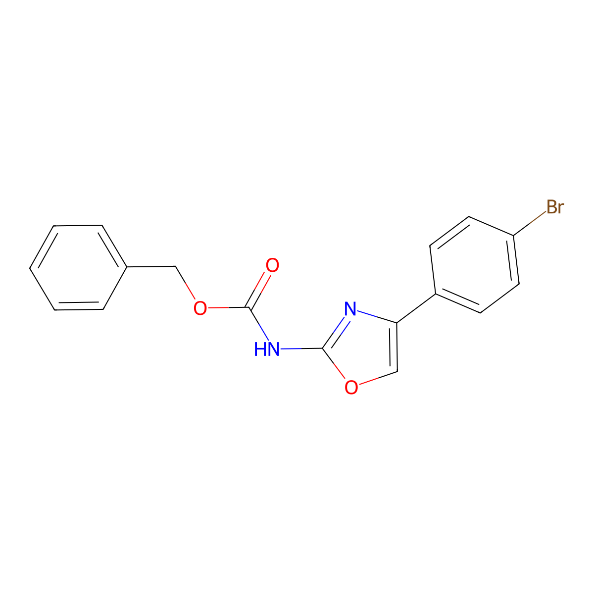 benzyl N-[4-(4-bromophenyl)-1,3-oxazol-2-yl]carbamate molecular structure, CAS 2680719-08-6
