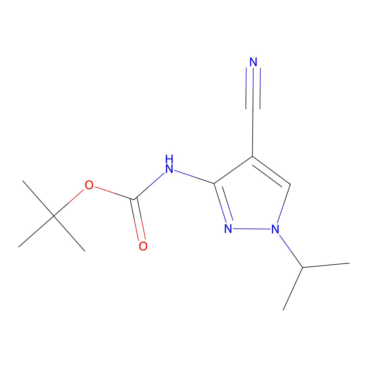 tert-butyl N-[4-cyano-1-(propan-2-yl)-1H-pyrazol-3-yl]carbamate molecular structure, CAS 2680719-26-8