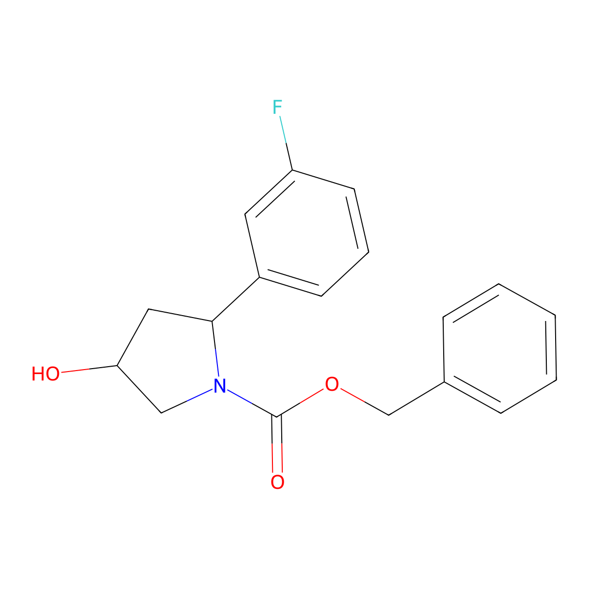 Benzyl 2-(3-fluorophenyl)-4-hydroxypyrrolidine-1-carboxylate molecular structure, CAS 2680719-27-9