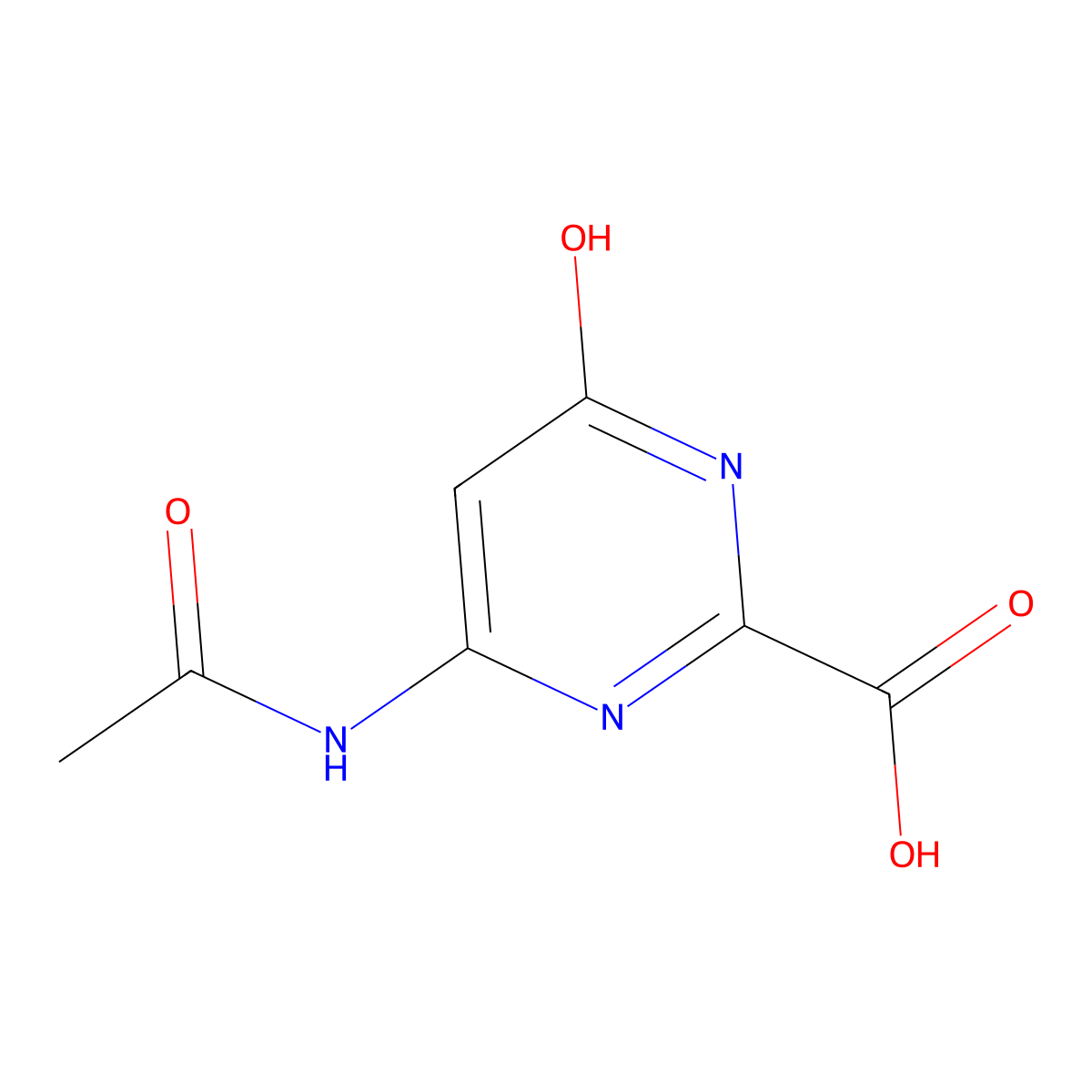 4-Acetamido-6-hydroxypyrimidine-2-carboxylic acid molecular structure, CAS 2680719-28-0