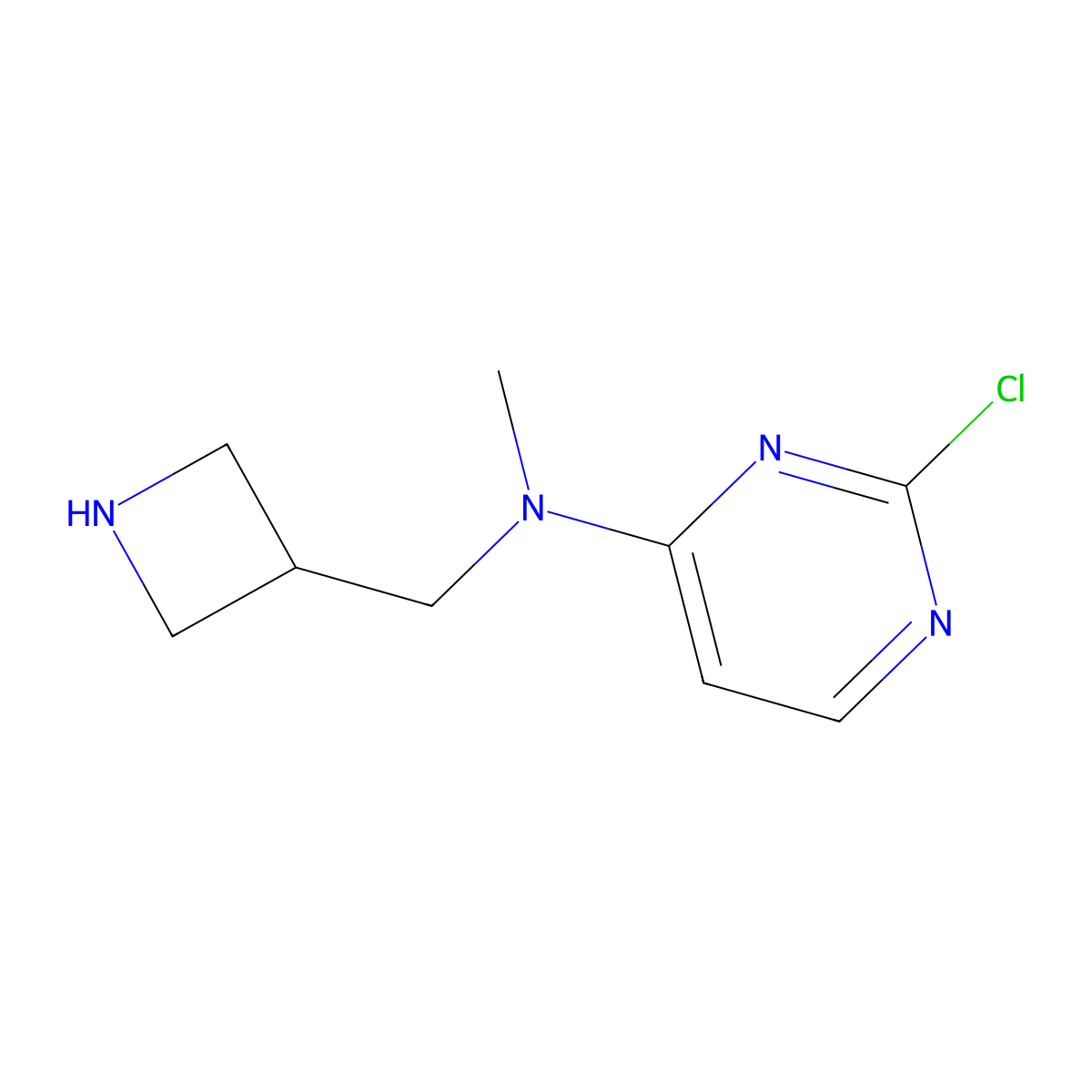 N-[(azetidin-3-yl)methyl]-2-chloro-N-methylpyrimidin-4-amine molecular structure, CAS 2680719-30-4