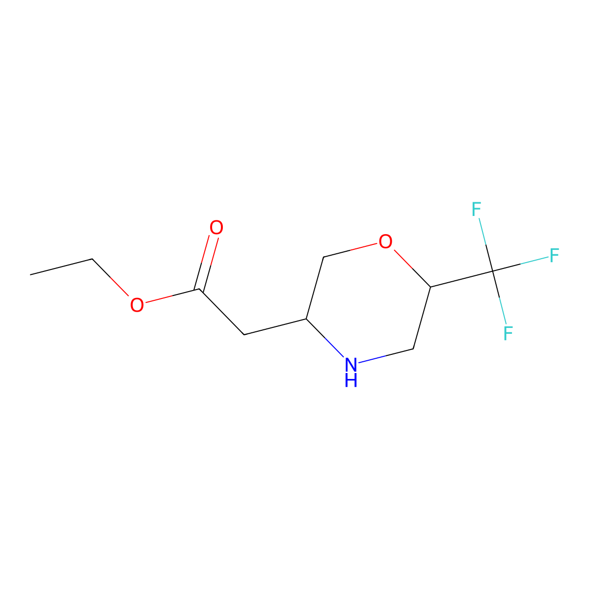 Ethyl 2-[6-(trifluoromethyl)morpholin-3-yl]acetate molecular structure, CAS 2680719-34-8