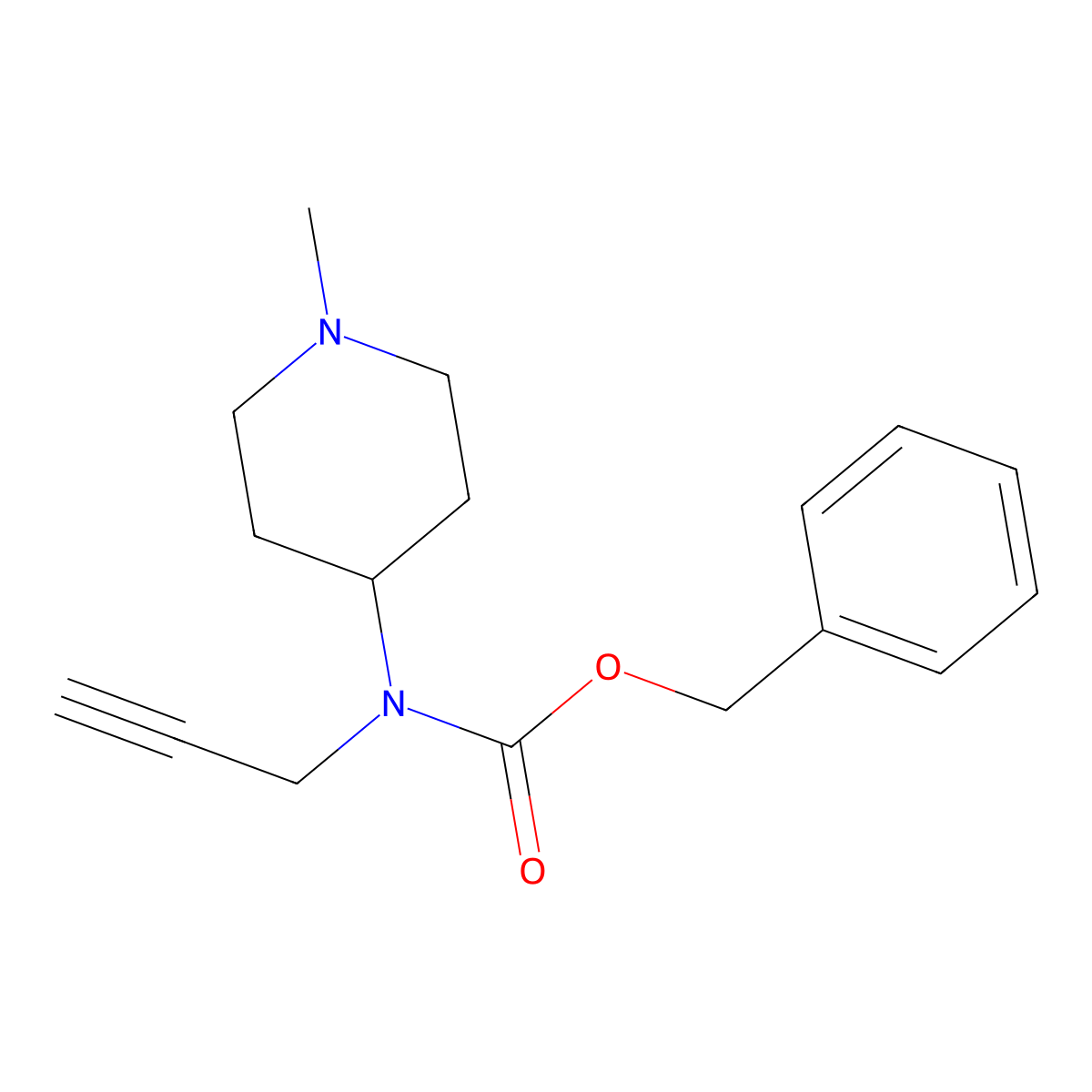 benzyl N-(1-methylpiperidin-4-yl)-N-(prop-2-yn-1-yl)carbamate molecular structure, CAS 2680719-40-6