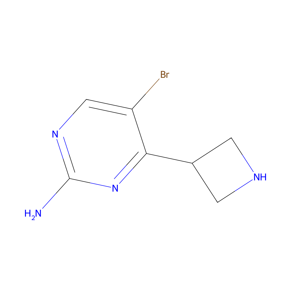 4-(Azetidin-3-yl)-5-bromopyrimidin-2-amine molecular structure, CAS 2680719-45-1
