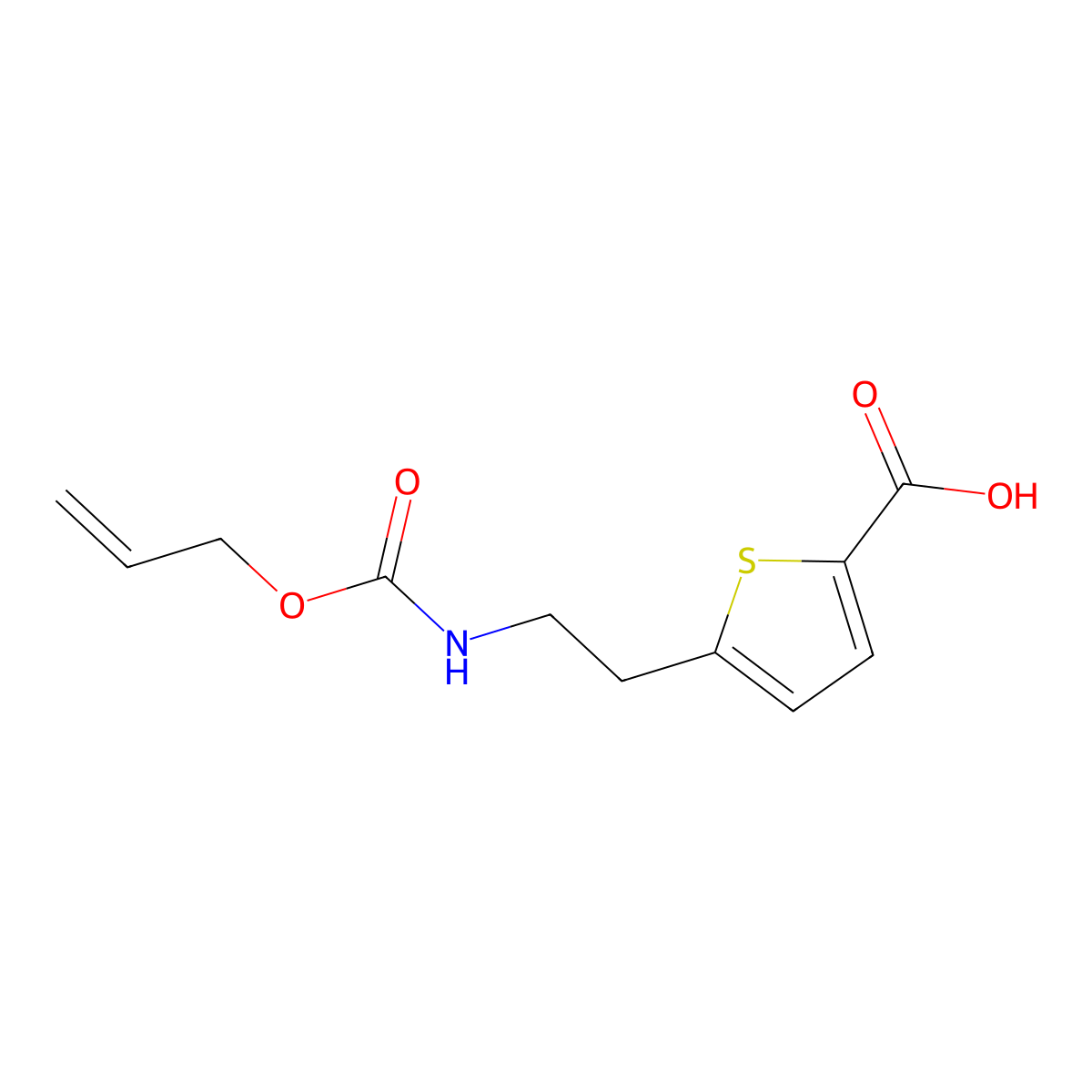 5-(2-{[(Prop-2-en-1-yloxy)carbonyl]amino}ethyl)thiophene-2-carboxylic acid molecular structure, CAS 2680719-48-4