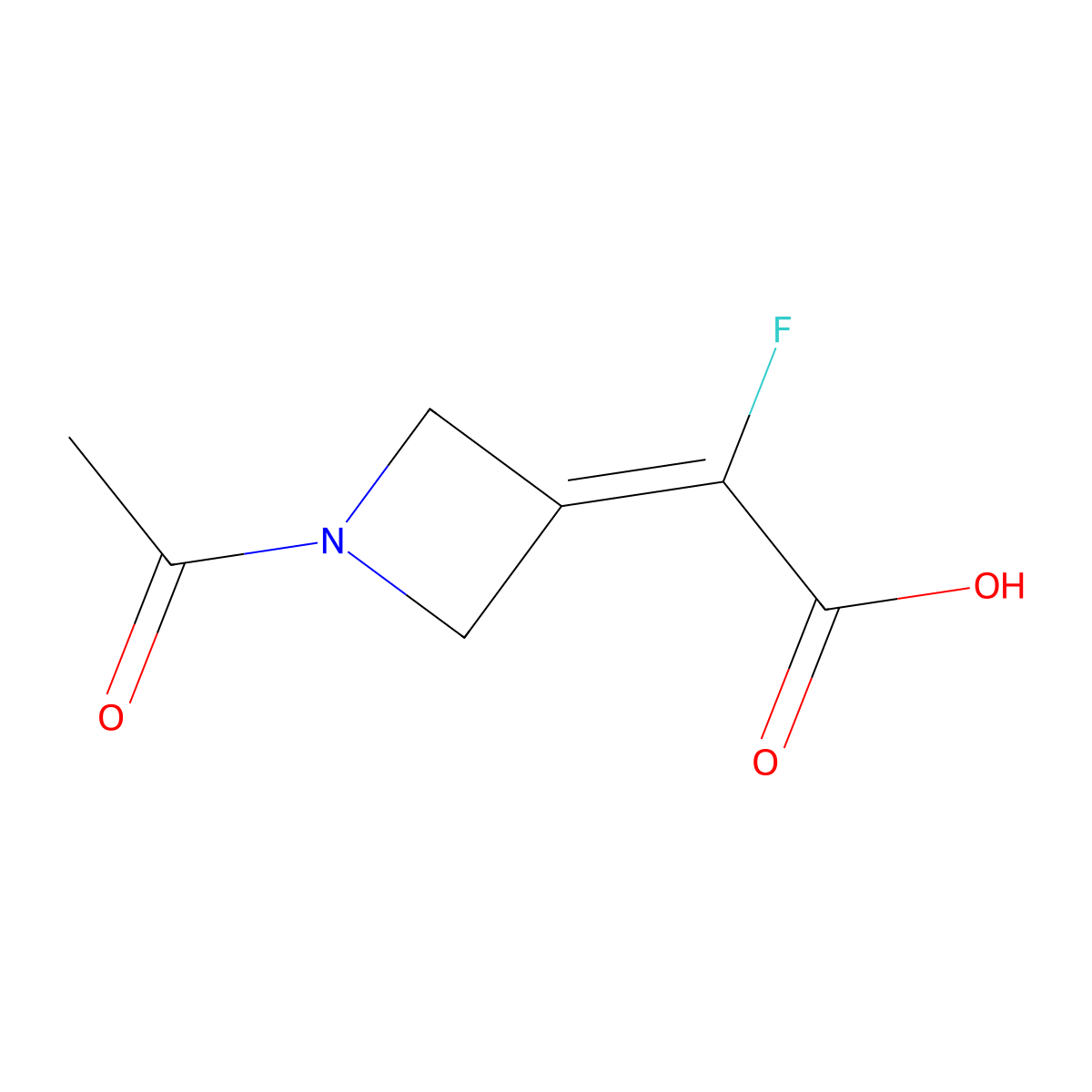 2-(1-Acetylazetidin-3-ylidene)-2-fluoroacetic acid molecular structure, CAS 2680719-51-9