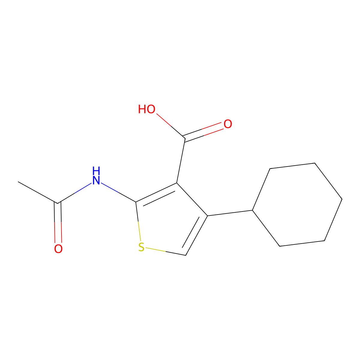 4-Cyclohexyl-2-acetamidothiophene-3-carboxylic acid molecular structure, CAS 2680719-57-5