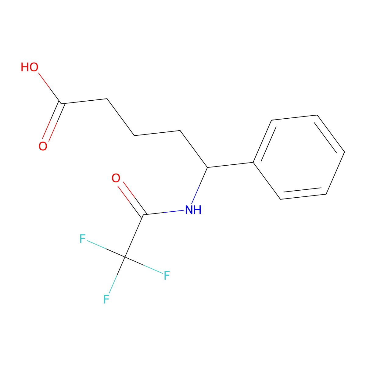 5-Phenyl-5-(2,2,2-trifluoroacetamido)pentanoic acid molecular structure, CAS 2680719-59-7