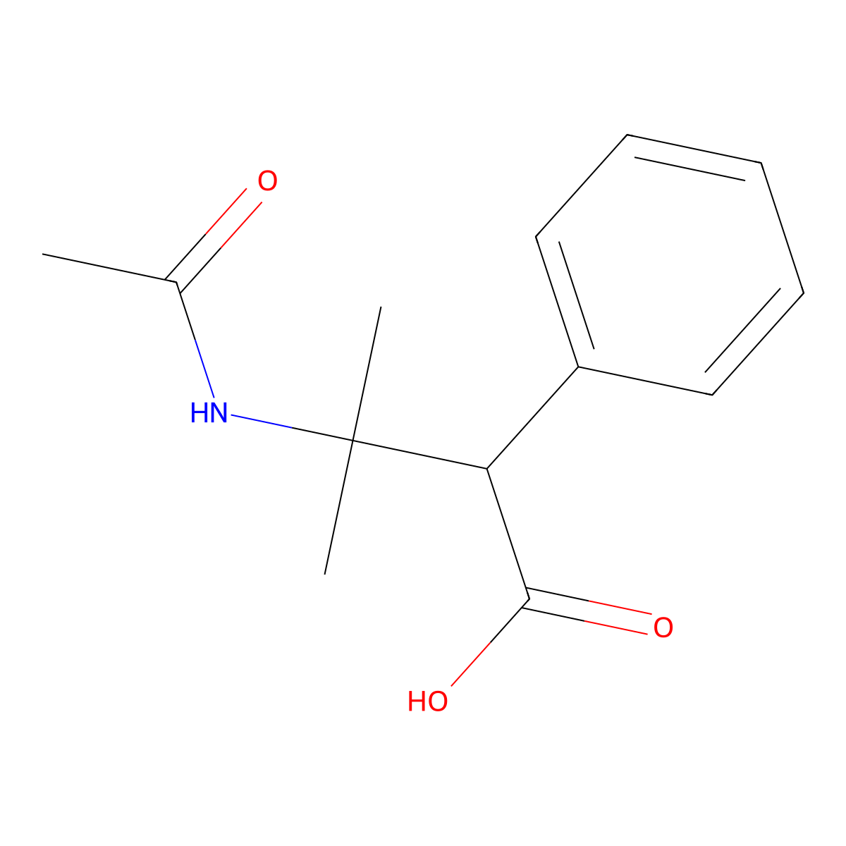 3-Acetamido-3-methyl-2-phenylbutanoic acid molecular structure, CAS 2680719-61-1