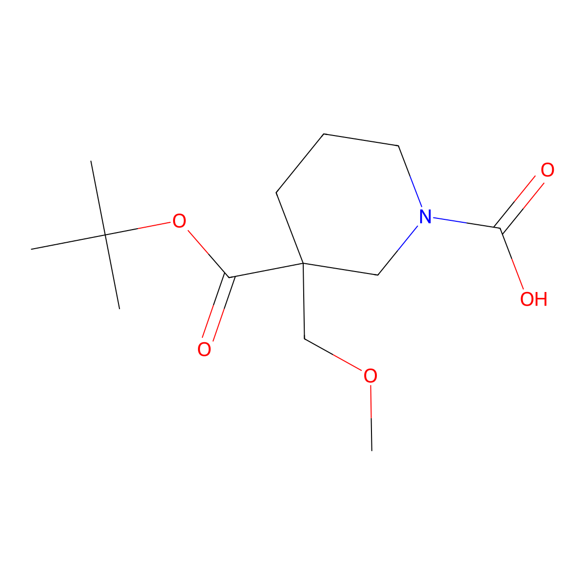 3-[(Tert-butoxy)carbonyl]-3-(methoxymethyl)piperidine-1-carboxylic acid molecular structure, CAS 2680719-62-2