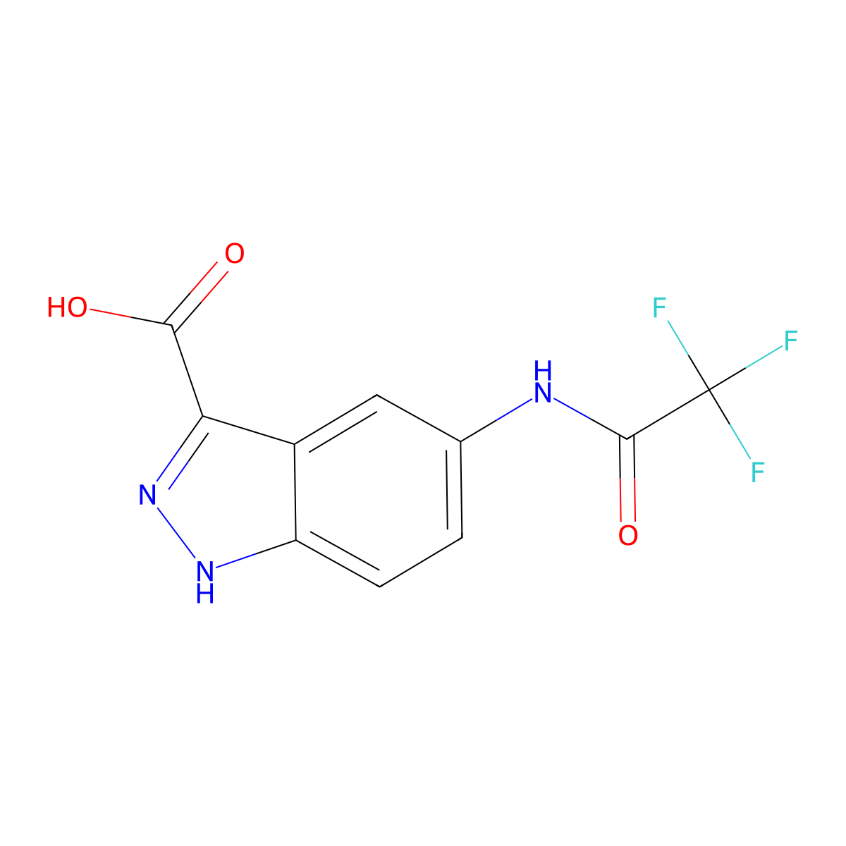 5-(2,2,2-trifluoroacetamido)-1H-indazole-3-carboxylic acid molecular structure, CAS 2680719-70-2