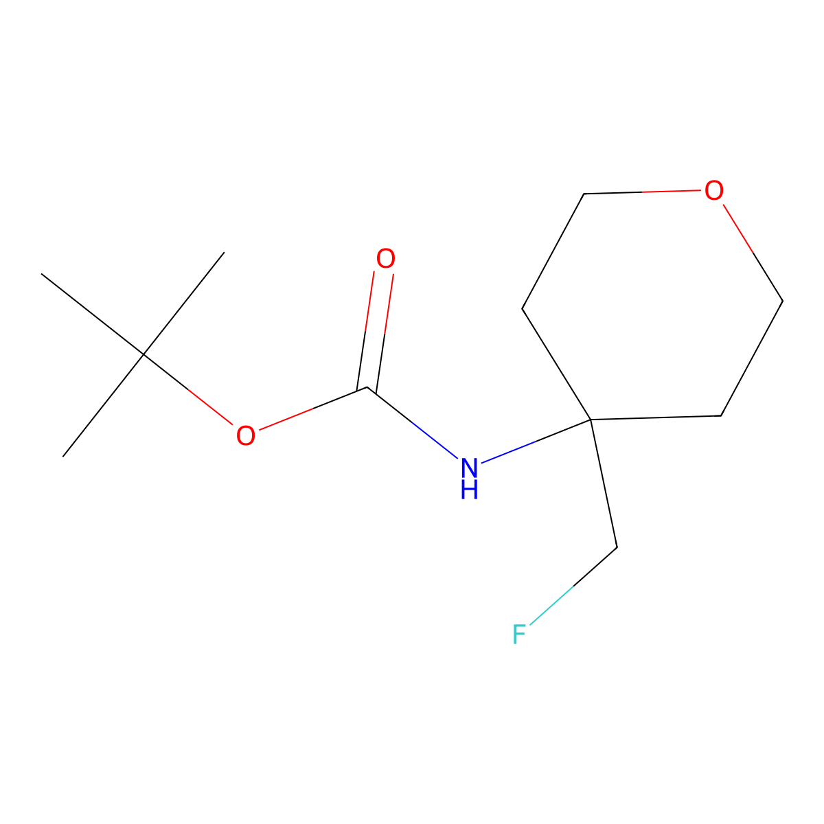 tert-butyl N-[4-(fluoromethyl)oxan-4-yl]carbamate molecular structure, CAS 2680719-72-4