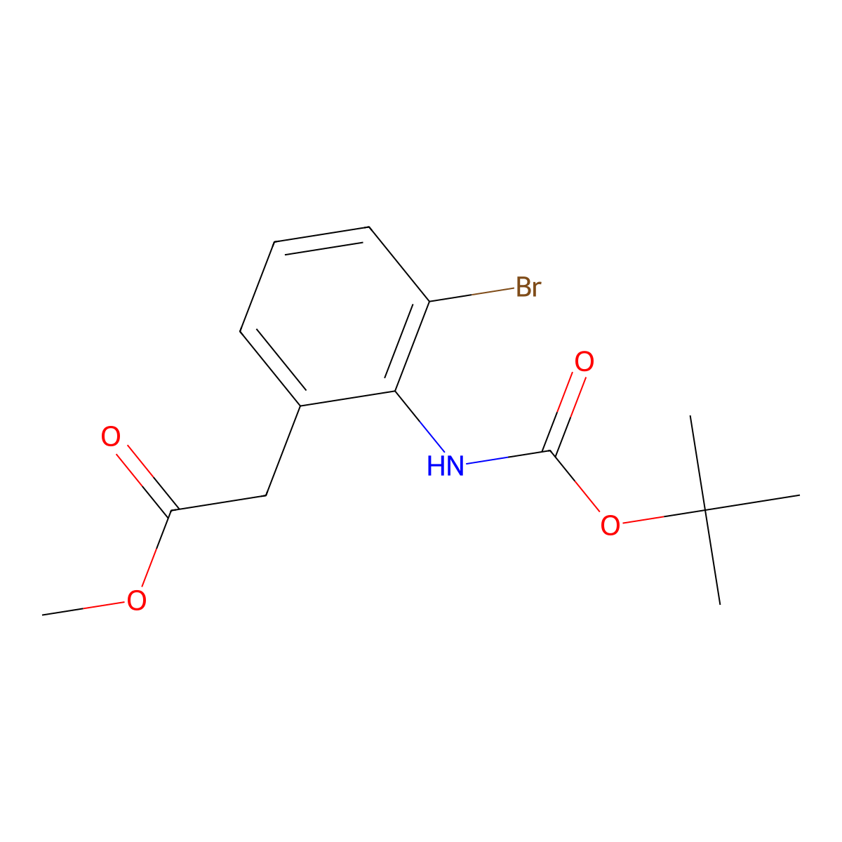 Methyl 2-(3-bromo-2-{[(tert-butoxy)carbonyl]amino}phenyl)acetate molecular structure, CAS 2680719-76-8