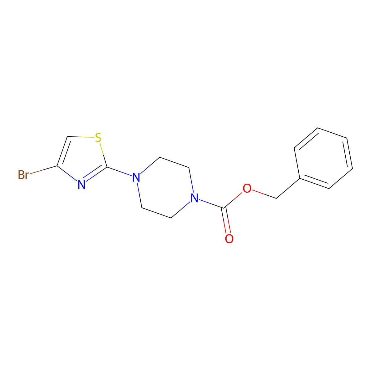 Benzyl 4-(4-bromo-1,3-thiazol-2-yl)piperazine-1-carboxylate molecular structure, CAS 2680719-85-9