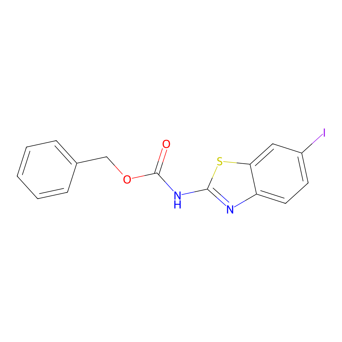 benzyl N-(6-iodo-1,3-benzothiazol-2-yl)carbamate molecular structure, CAS 2680719-90-6