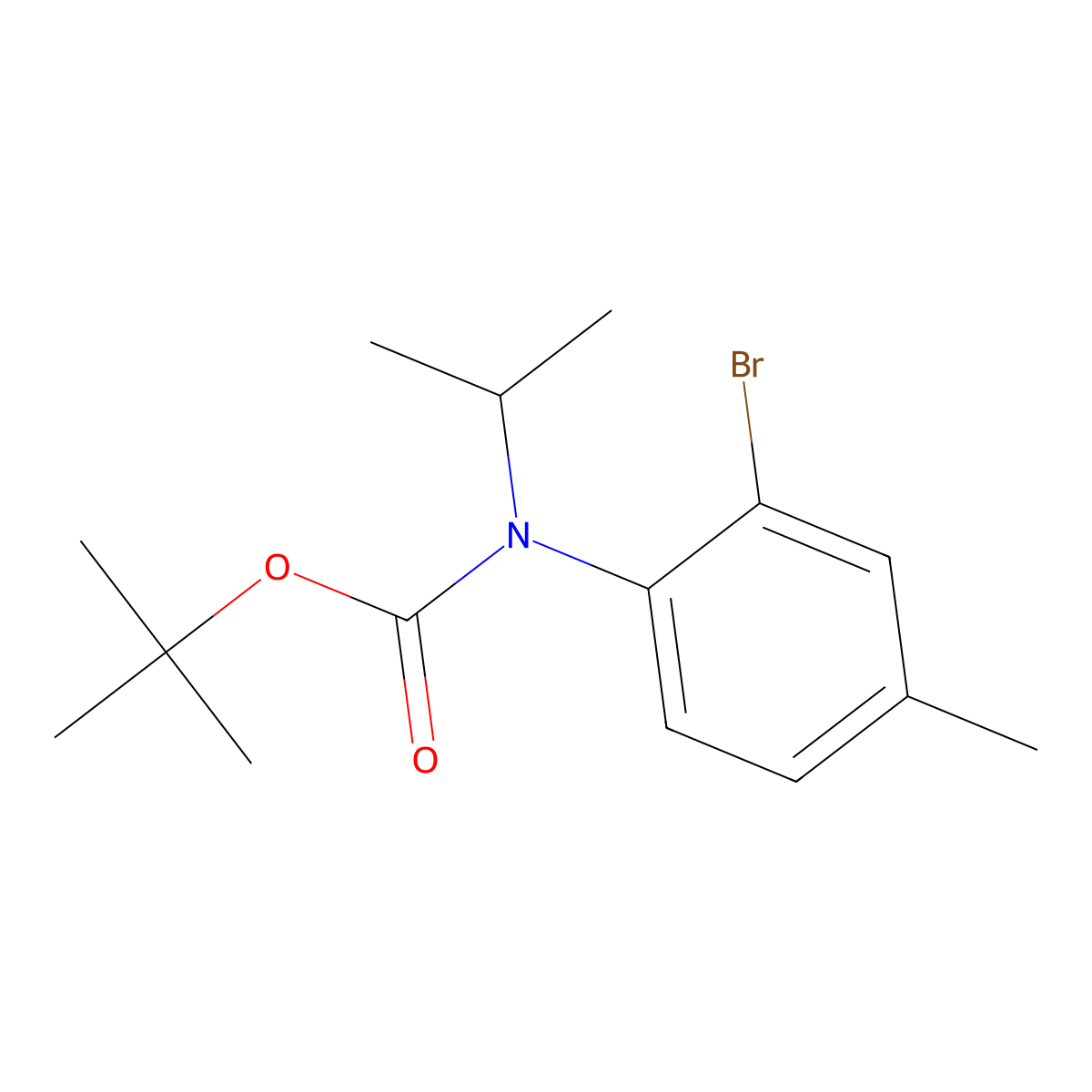 tert-butyl N-(2-bromo-4-methylphenyl)-N-(propan-2-yl)carbamate molecular structure, CAS 2680719-92-8