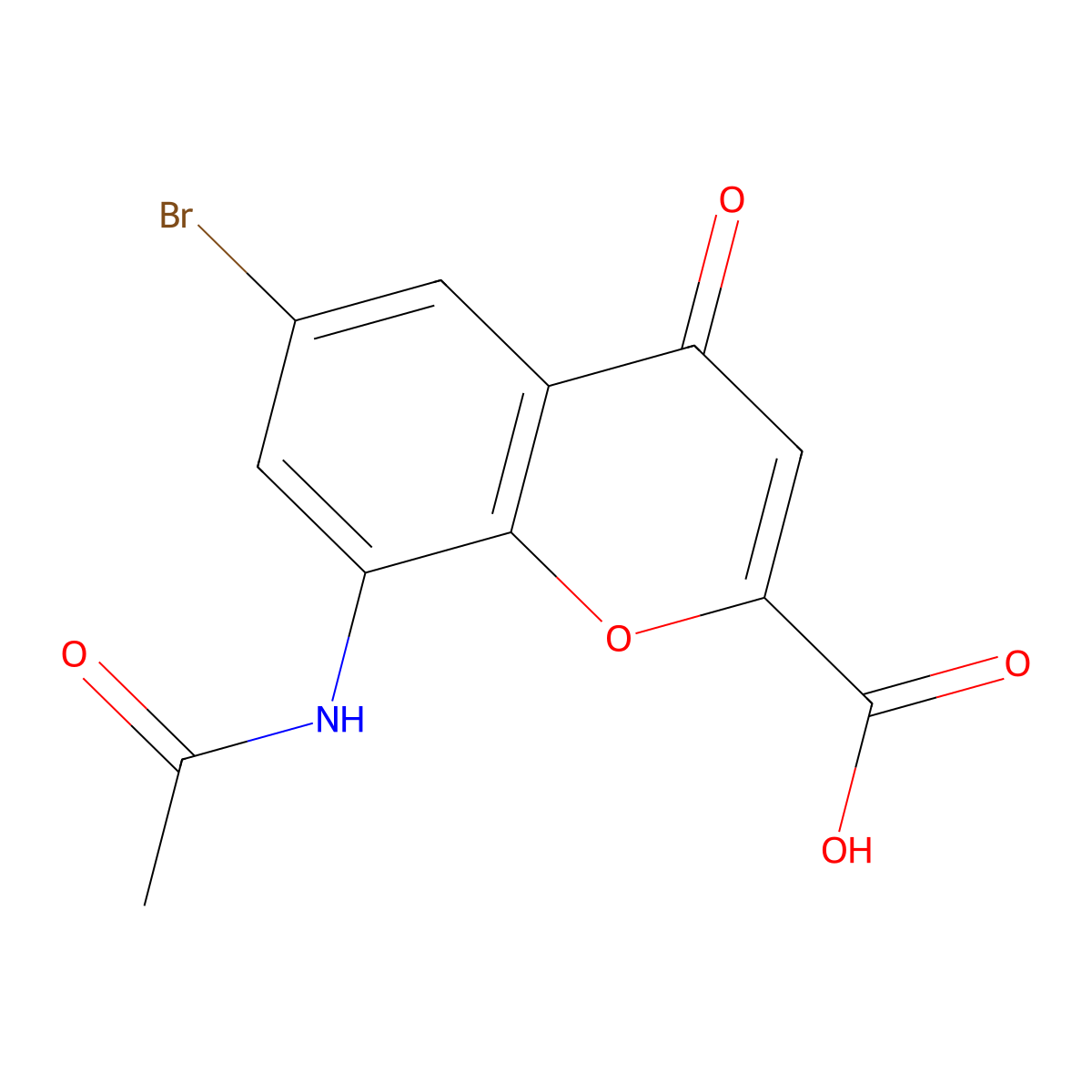 6-bromo-8-acetamido-4-oxo-4H-chromene-2-carboxylic acid molecular structure, CAS 2680719-93-9