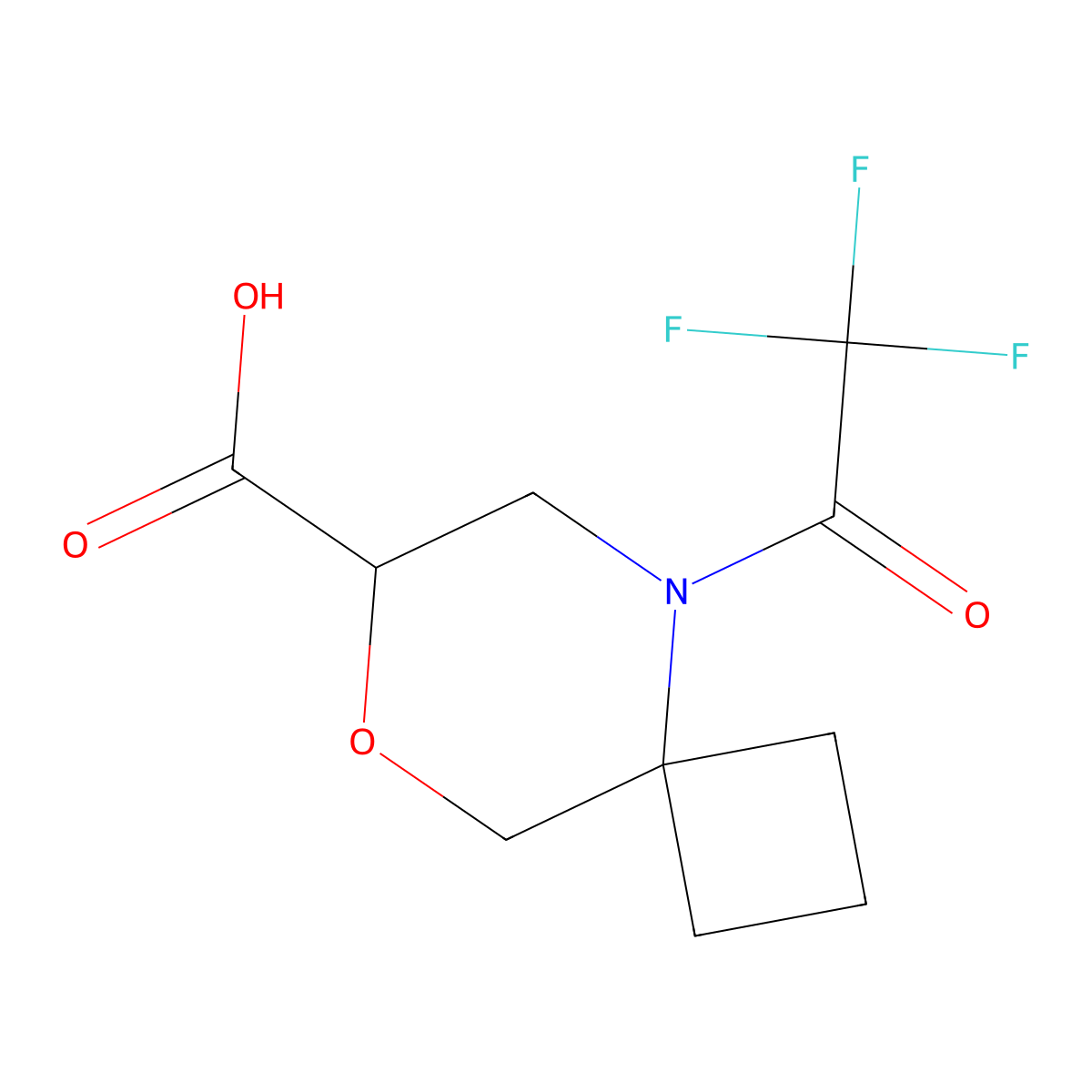 5-(2,2,2-Trifluoroacetyl)-8-oxa-5-azaspiro[3.5]nonane-7-carboxylic acid molecular structure, CAS 2680719-96-2