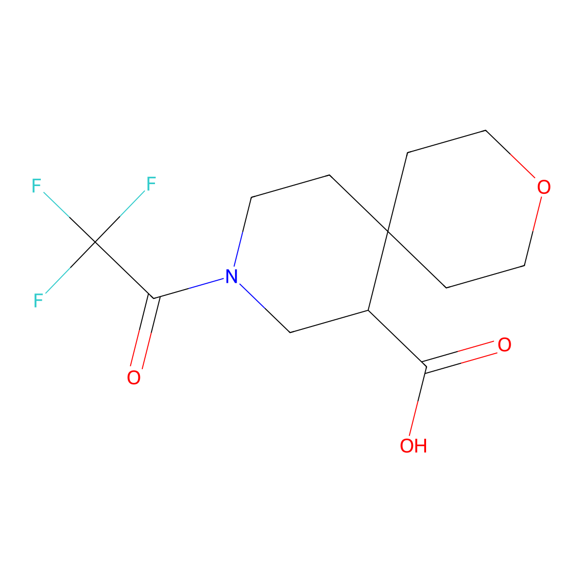 9-(2,2,2-Trifluoroacetyl)-3-oxa-9-azaspiro[5.5]undecane-7-carboxylic acid molecular structure, CAS 2680720-02-7