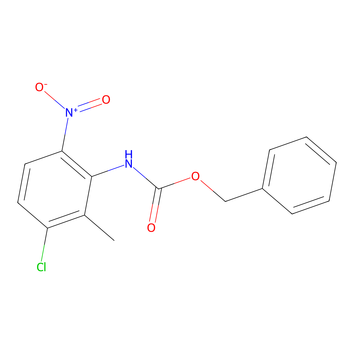 benzyl N-(3-chloro-2-methyl-6-nitrophenyl)carbamate molecular structure, CAS 2680720-19-6