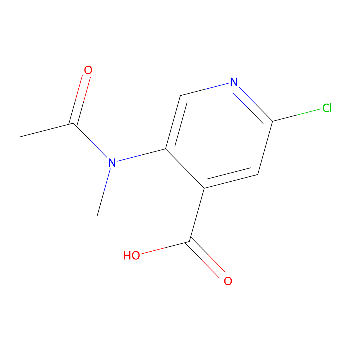 2-chloro-5-(N-methylacetamido)pyridine-4-carboxylic acid molecular structure, CAS 2680720-23-2
