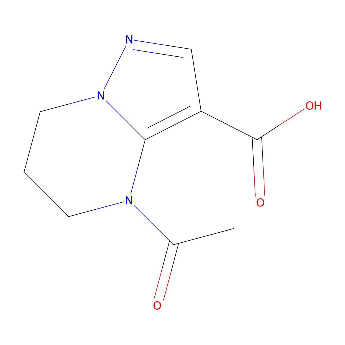 4-acetyl-4H,5H,6H,7H-pyrazolo[1,5-a]pyrimidine-3-carboxylic acid molecular structure, CAS 2680720-28-7