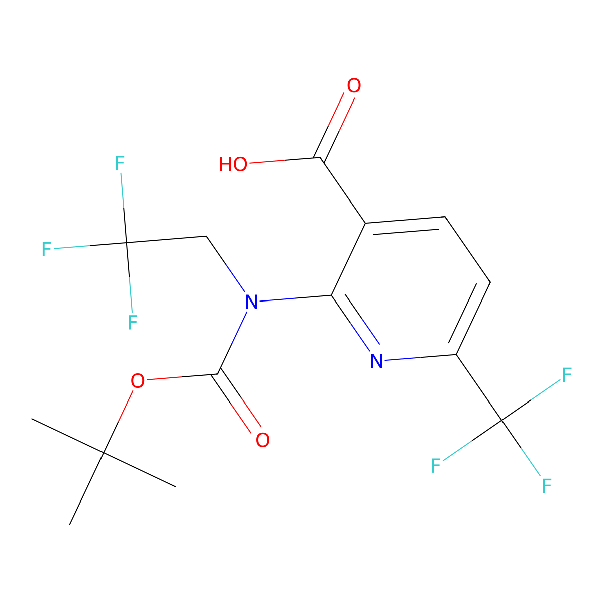 2-{[(Tert-butoxy)carbonyl](2,2,2-trifluoroethyl)amino}-6-(trifluoromethyl)pyridine-3-carboxylic acid molecular structure, CAS 2680720-29-8