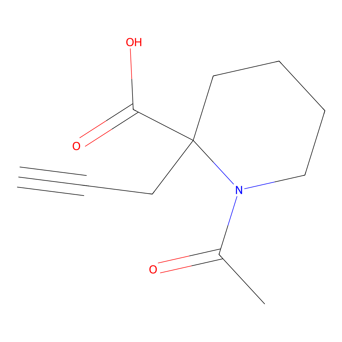 1-Acetyl-2-(prop-2-yn-1-yl)piperidine-2-carboxylic acid molecular structure, CAS 2680720-30-1