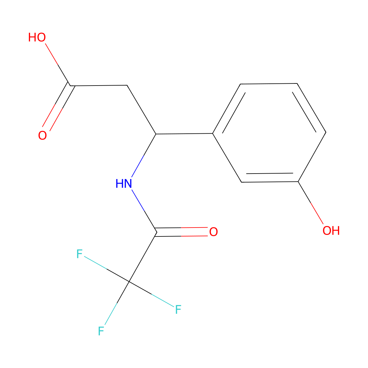 3-(3-Hydroxyphenyl)-3-(2,2,2-trifluoroacetamido)propanoic acid molecular structure, CAS 2680720-36-7