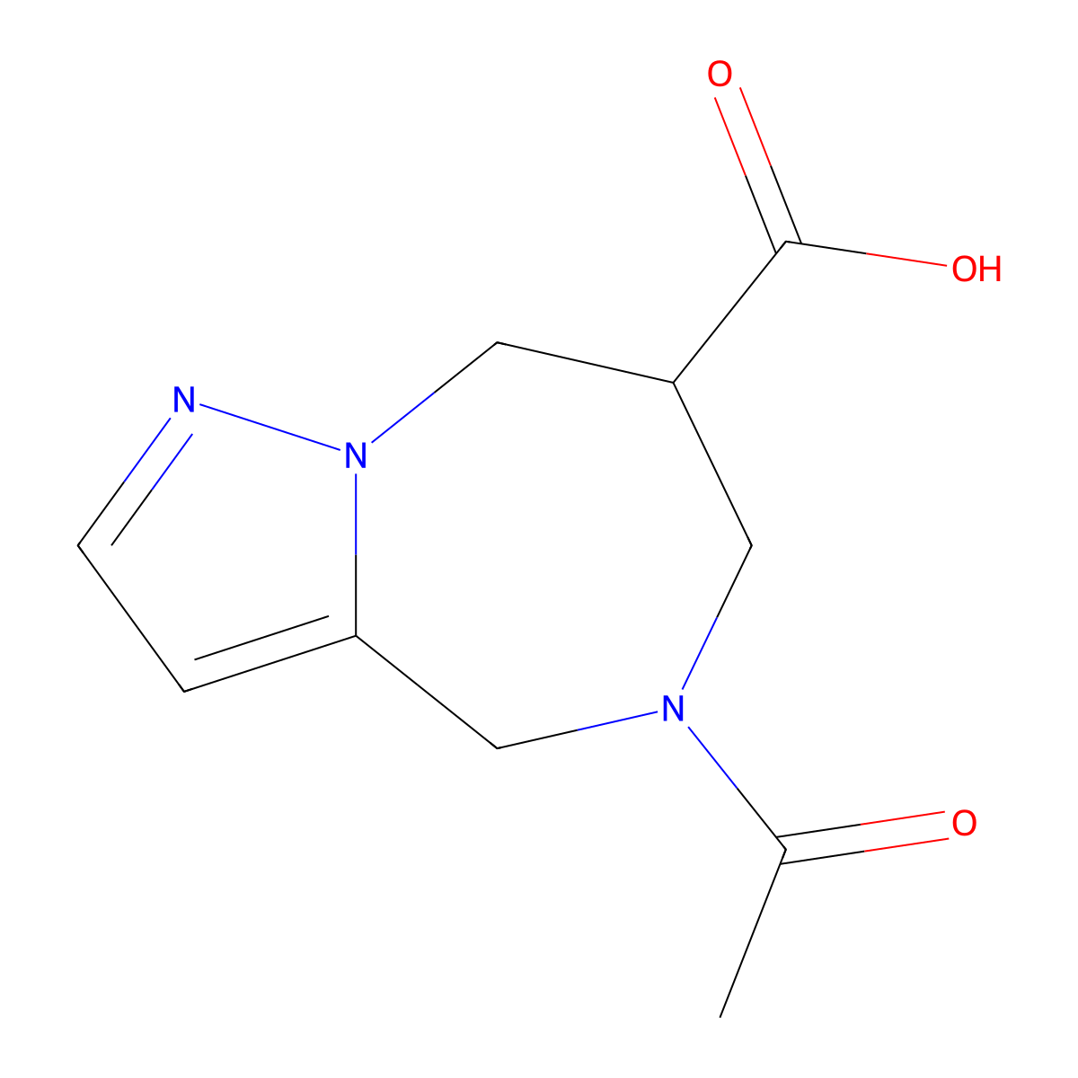 5-acetyl-4H,5H,6H,7H,8H-pyrazolo[1,5-a][1,4]diazepine-7-carboxylic acid molecular structure, CAS 2680720-38-9