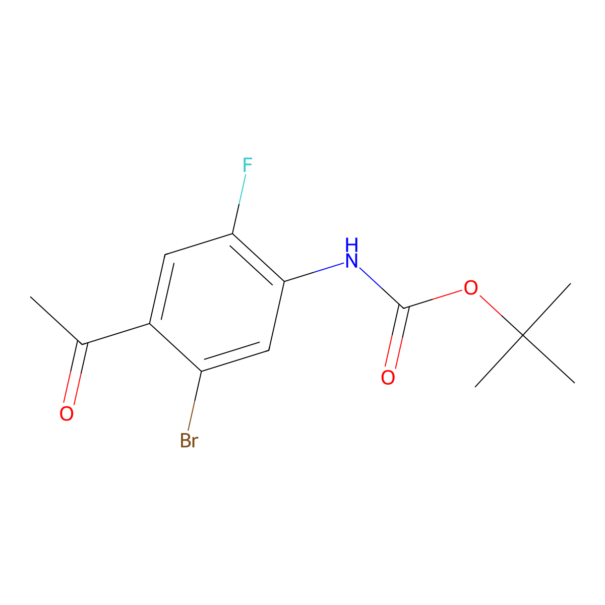 tert-butyl N-(4-acetyl-5-bromo-2-fluorophenyl)carbamate molecular structure, CAS 2680720-52-7