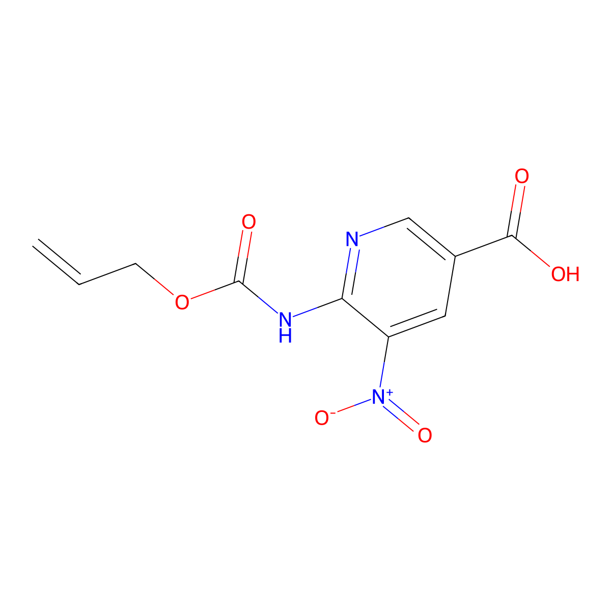 5-Nitro-6-{[(prop-2-en-1-yloxy)carbonyl]amino}pyridine-3-carboxylic acid molecular structure, CAS 2680720-62-9