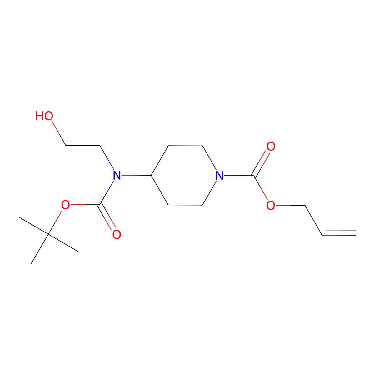 Prop-2-en-1-yl 4-{[(tert-butoxy)carbonyl](2-hydroxyethyl)amino}piperidine-1-carboxylate molecular structure, CAS 2680720-69-6