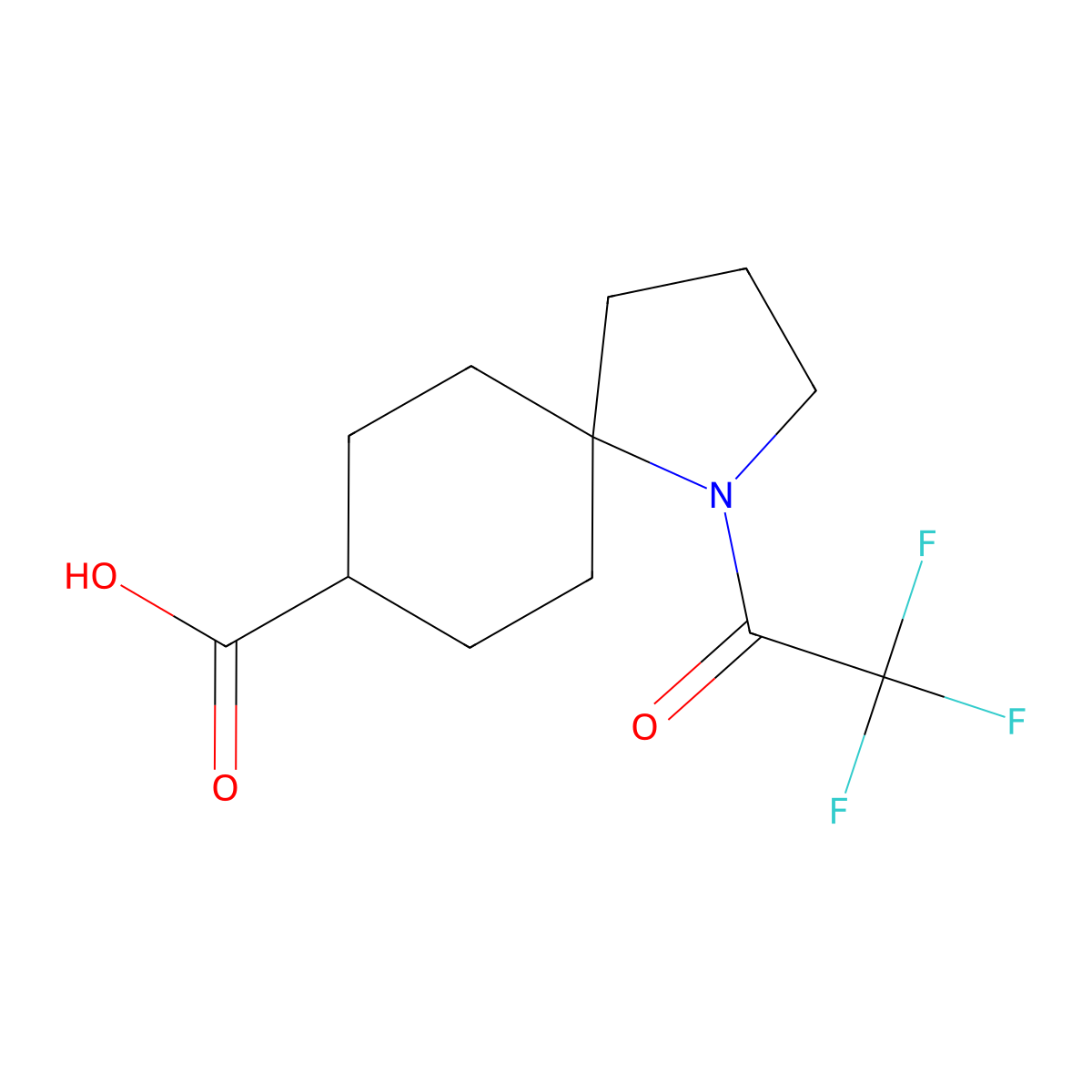 1-(2,2,2-Trifluoroacetyl)-1-azaspiro[4.5]decane-8-carboxylic acid molecular structure, CAS 2680720-73-2